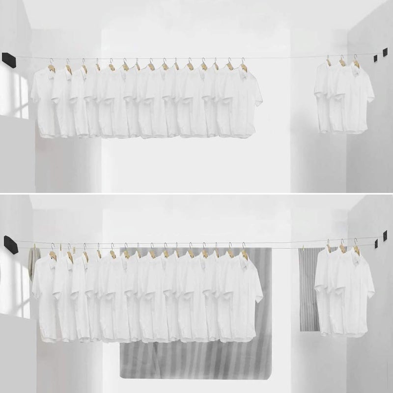 BESy Retractable Clothesline ABS case+Aluminum Dryer with Adjustable Stainless Steel Double Rope String Hotel Style Heavy Duty,Wall Mounted Method, 13.8 Feets,Black - Image 4